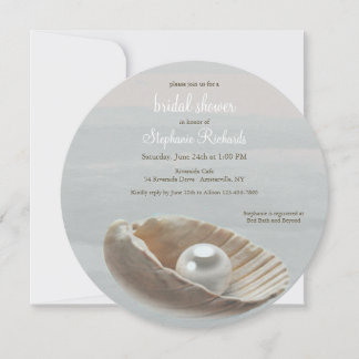 Pearl in Shell Round Bridal Shower Invitation