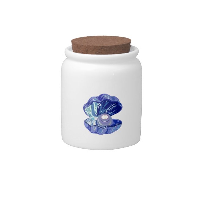 Pearl inside an ocean seashell candy jar (Front)