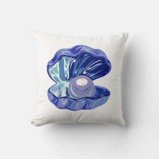 Pearl inside an ocean seashell throw pillow