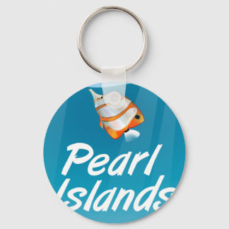 Pearl Islands tropical travel poster. Keychain