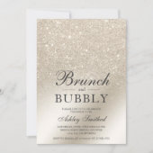 pearl ivory glitter brunch bubbly bridal shower invitation (Front)