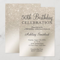 pearl ivory glitter ombre metallic 50th birthday