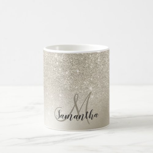 pearl ivory glitter ombre metallic foil monogram coffee mug