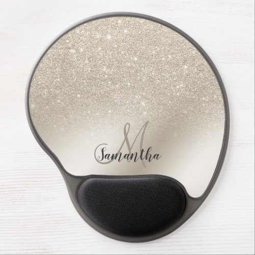 pearl ivory glitter ombre metallic foil monogram gel mouse pad