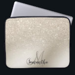 pearl ivory glitter ombre metallic foil monogram laptop sleeve<br><div class="desc">pearl ivory glitter ombre metallic foil monogram</div>