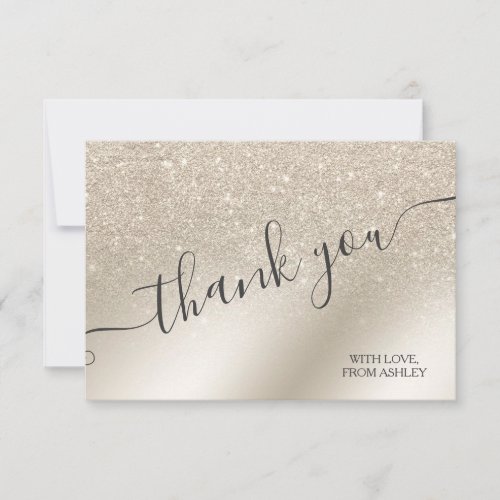 pearl ivory glitter ombre metallic foil thank you
