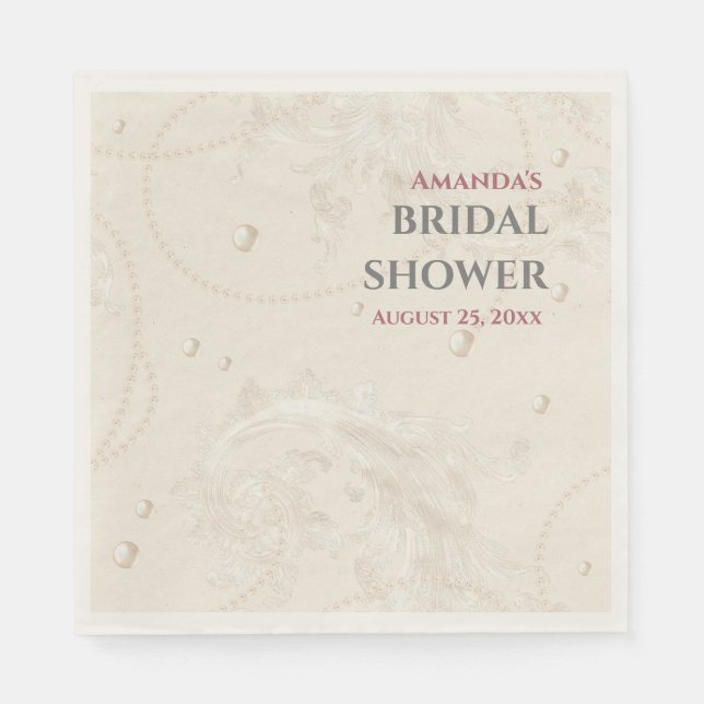 Pearl Jewels Bridal Shower  Napkins (Front)