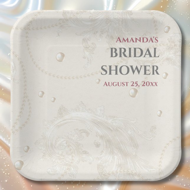 Pearl Jewels Bridal Shower  Paper Plates (Creator Uploaded)