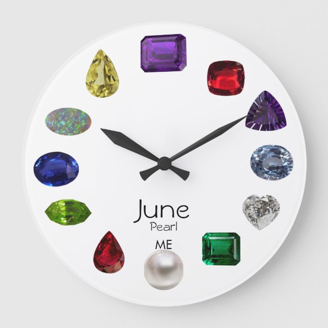Pearl, June Birthstone Large Clock (Front)