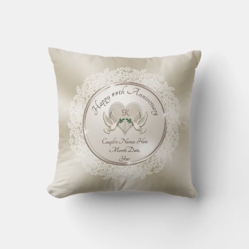 Pearl Lace and Cotton Wedding Anniversary Gifts Throw Pillow