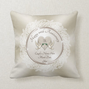 Pearl, Lace and Cotton Wedding Anniversary Gifts Throw Pillow
