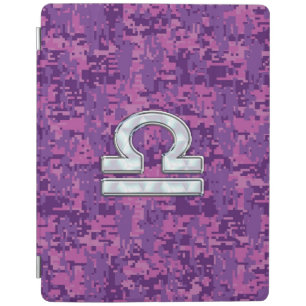 Pearl Libra Zodiac Sign on Fuchsia Digital Camo iPad Smart Cover