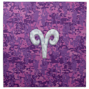 Pearl Like Aries Symbol on Pink Digital Camo Cloth Napkin