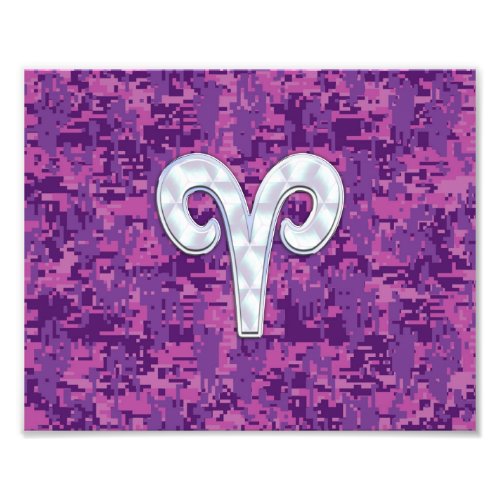 Pearl Like Aries Zodiac Sign on Digital Camo