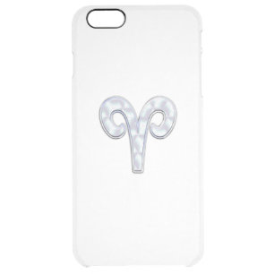 Pearl Like Aries Zodiac Sign on Digital Camo Clear iPhone 6 Plus Case