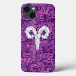 Pearl Like Aries Zodiac Sign Pink Camouflage iPhone 13 Case