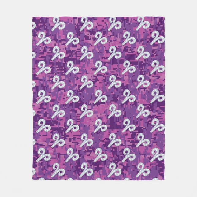Pearl Like Aries Zodiac Sign Pink Camouflage Fleece Blanket (Front)