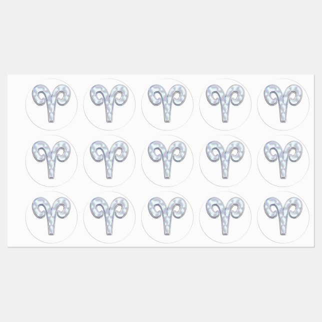 Pearl Like Aries Zodiac Sign Pink Camouflage Labels (Sheet)