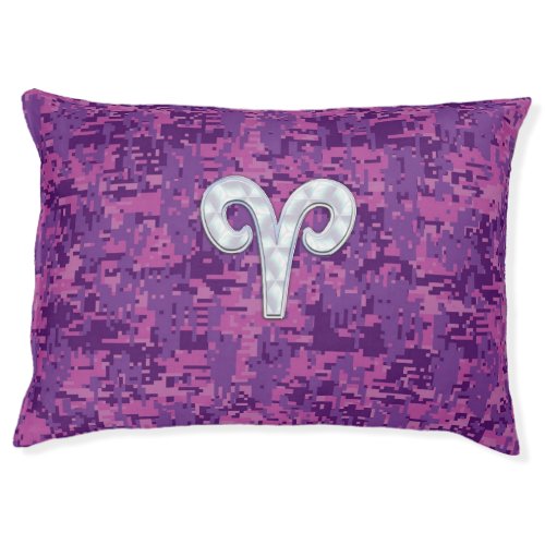 Pearl Like Aries Zodiac Sign Pink Camouflage Pet Bed