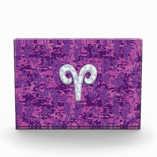 Pearl Like Aries Zodiac Symbol Digital Camouflage Award