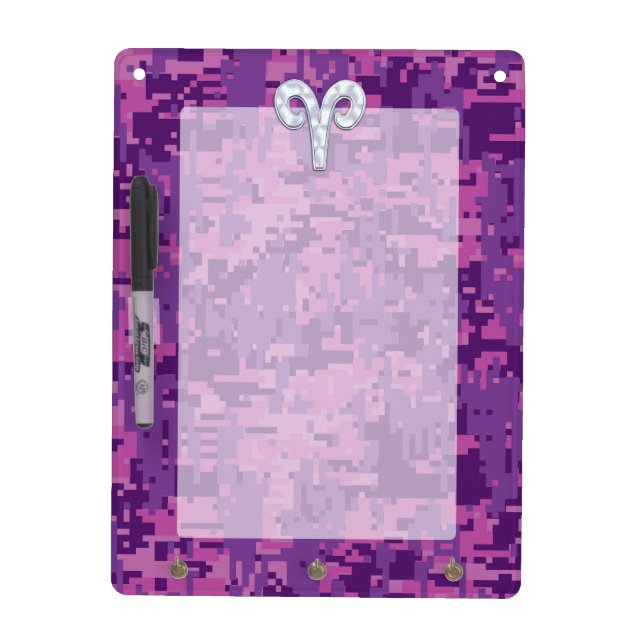 Pearl Like Aries Zodiac Symbol Digital Camouflage Dry Erase Board (Front)