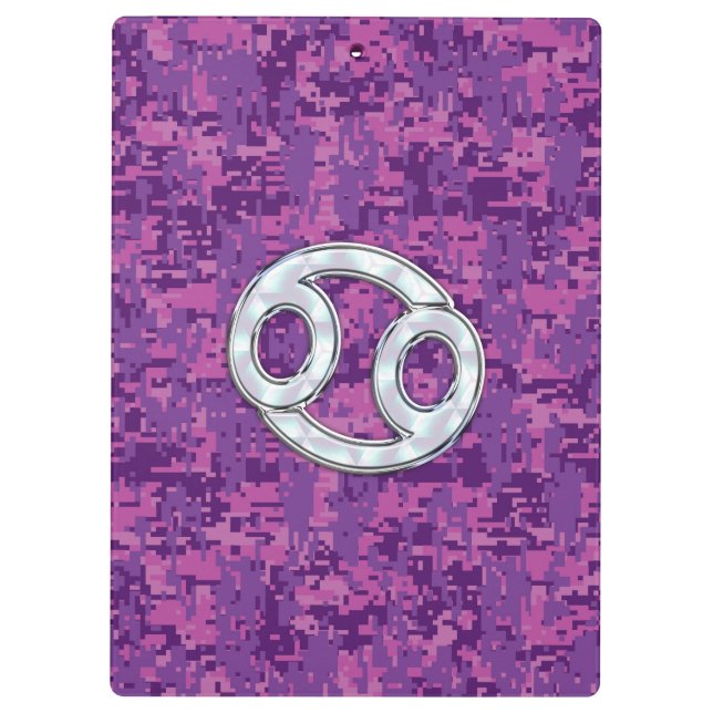 Pearl Like Cancer Zodiac Sign on Digital Camo Clipboard (Back)
