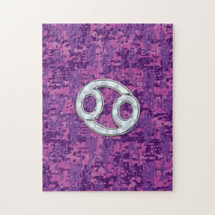 Pearl Like Cancer Zodiac Sign on Digital Camo Jigsaw Puzzle