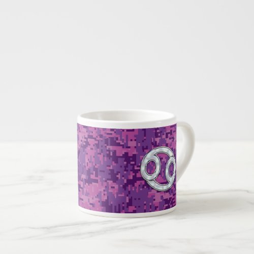 Pearl Like Cancer Zodiac Symbol on Digital Camo Espresso Cup