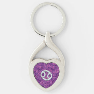 Pearl Like Cancer Zodiac Symbol on Digital Camo Keychain