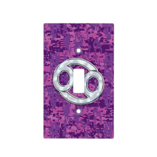 Pearl Like Cancer Zodiac Symbol on Digital Camo Light Switch Cover