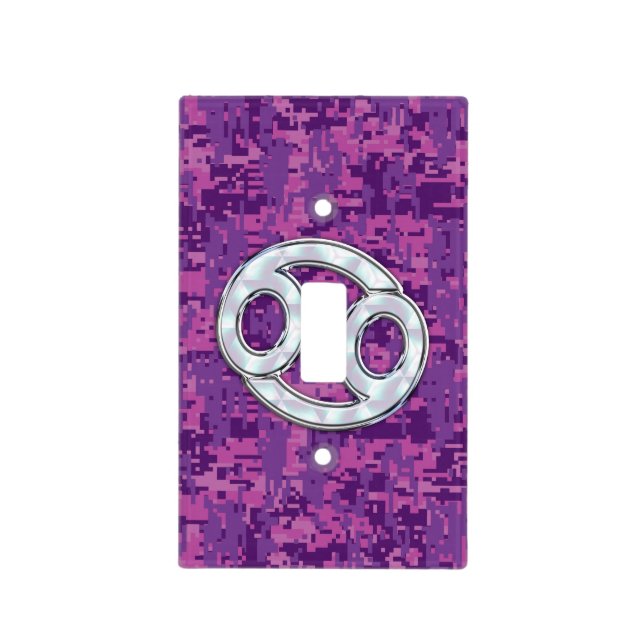 Pearl Like Cancer Zodiac Symbol on Digital Camo Light Switch Cover (Front)