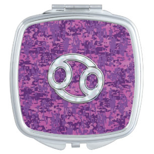 Pearl Like Cancer Zodiac Symbol on Digital Camo Mirror For Makeup