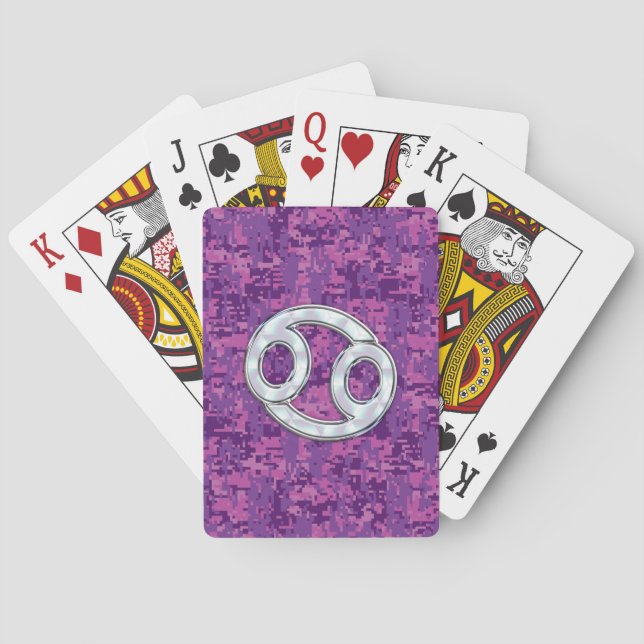 Pearl Like Cancer Zodiac Symbol on Digital Camo Poker Cards (Back)