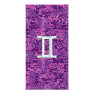 Pearl Like Gemini Zodiac Sign on Digital Camo Card