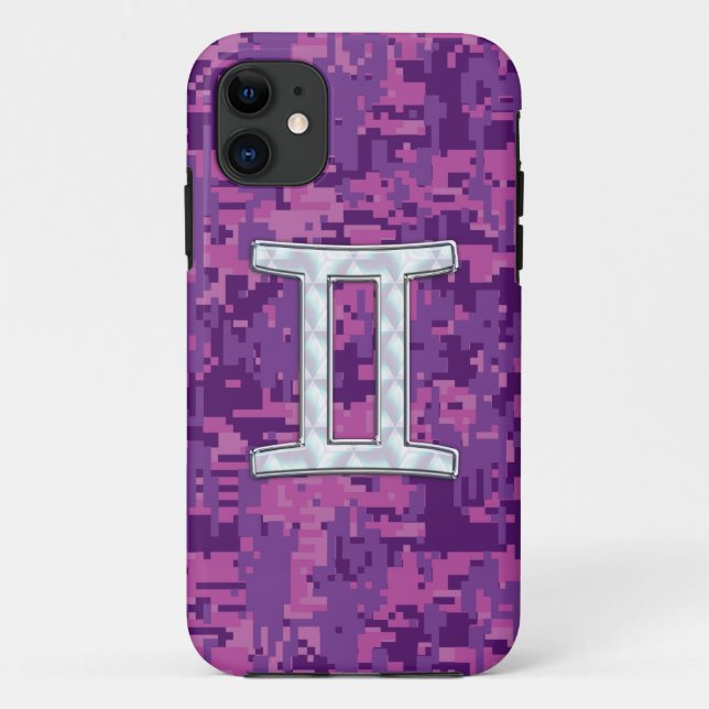 Pearl Like Gemini Zodiac Sign on Digital Camo Case-Mate iPhone Case (Back)
