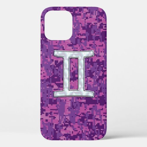 Pearl Like Gemini Zodiac Sign on Digital Camo iPhone 12 Case