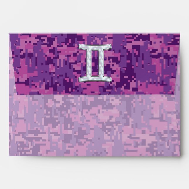 Pearl Like Gemini Zodiac Sign on Digital Camo Envelope (Back (Top Flap))