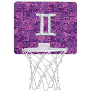 Pearl Like Gemini Zodiac Sign on Digital Camo Mini Basketball Hoop