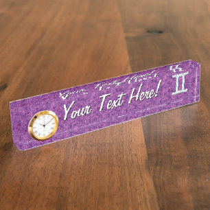 Pearl Like Gemini Zodiac Sign on Digital Camo Name Plate