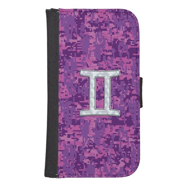 Pearl Like Gemini Zodiac Sign on Digital Camo Samsung Galaxy Wallet Case (Front)