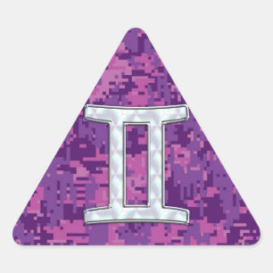 Pearl Like Gemini Zodiac Symbol Digital Camouflage Triangle Sticker