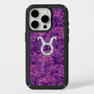 Pearl Like Taurus Zodiac Sign on Digital Camo iPhone 15 Pro Case