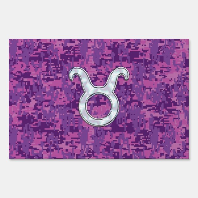 Pearl Like Taurus Zodiac Sign on Pink Digital Camo (Front)