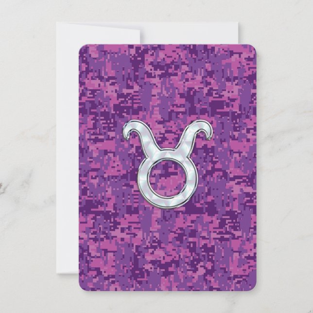 Pearl Like Taurus Zodiac Sign on Pink Digital Camo (Front)