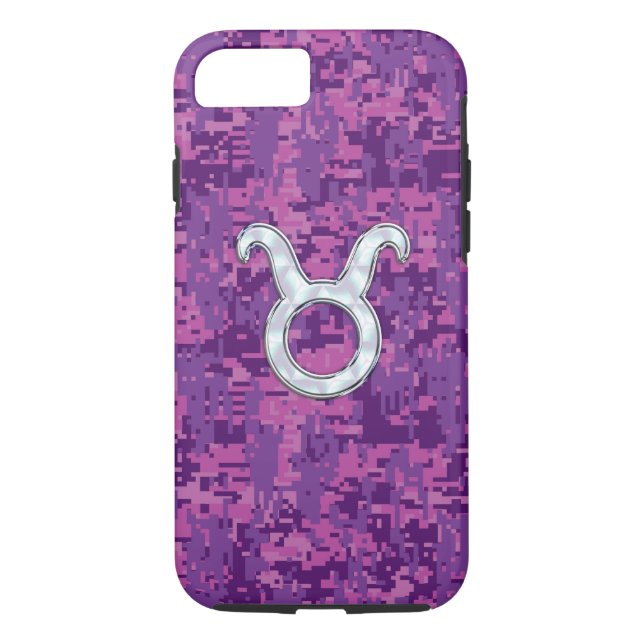 Pearl Like Taurus Zodiac Sign on Pink Digital Camo Case-Mate iPhone Case (Back)