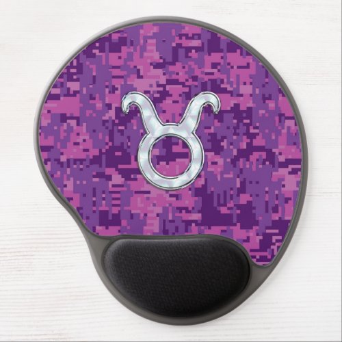 Pearl Like Taurus Zodiac Symbol on Digital Camo Gel Mouse Pad