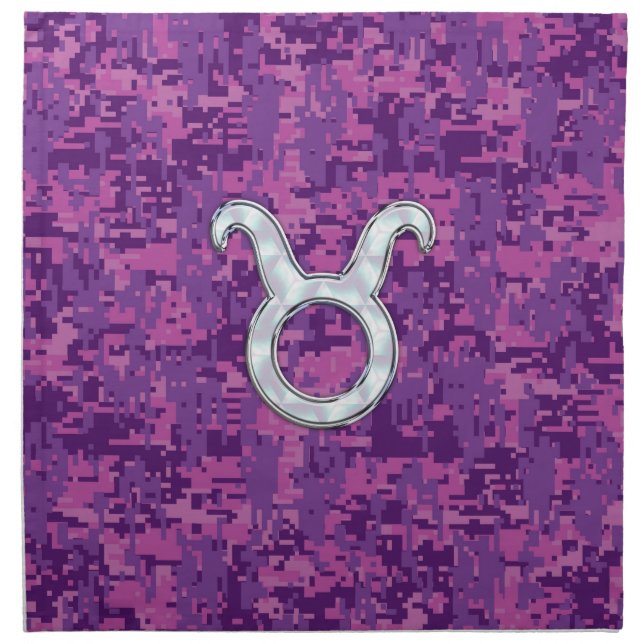Pearl Like Taurus Zodiac Symbol on Digital Camo Napkin (Front)