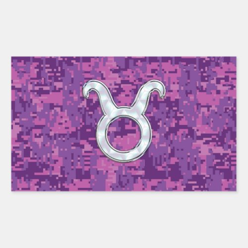 Pearl Like Taurus Zodiac Symbol on Digital Camo Rectangular Sticker
