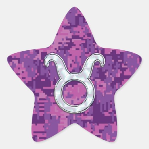 Pearl Like Taurus Zodiac Symbol on Digital Camo Star Sticker