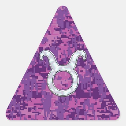 Pearl Like Taurus Zodiac Symbol on Digital Camo Triangle Sticker
